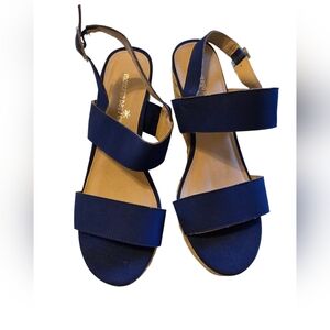 Montego Bay Club Royal Blue Espadrille Wedge Sandals Size 8 1/2